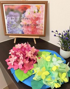 玄関先のかわいい紫陽花❀