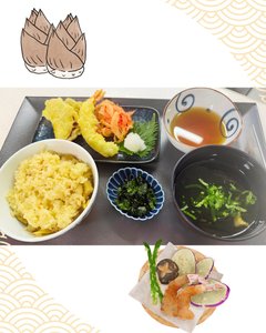 🍚イベントランチ 筍ご飯と天ぷら🌿